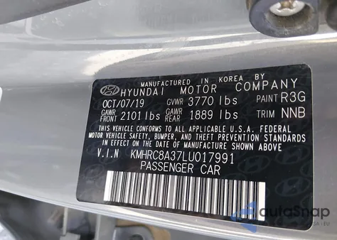 2020 Hyundai Venue Sel z USA, uszkodzony, nr VIN KMHRC8A37LU017991